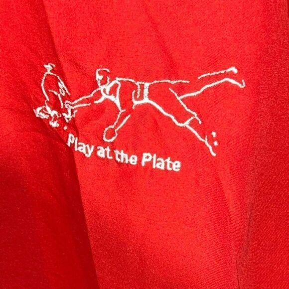 Akadema Play At The Plate Top Mens X-Large Red White Baseball Shirt Short Sleeve - Picture 6 of 13